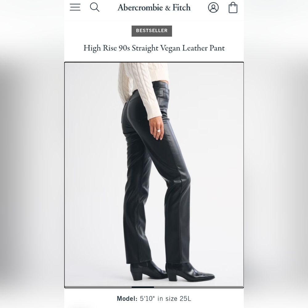 Abercrombie & Fitch Black High Rise Vegan Leather Pants
